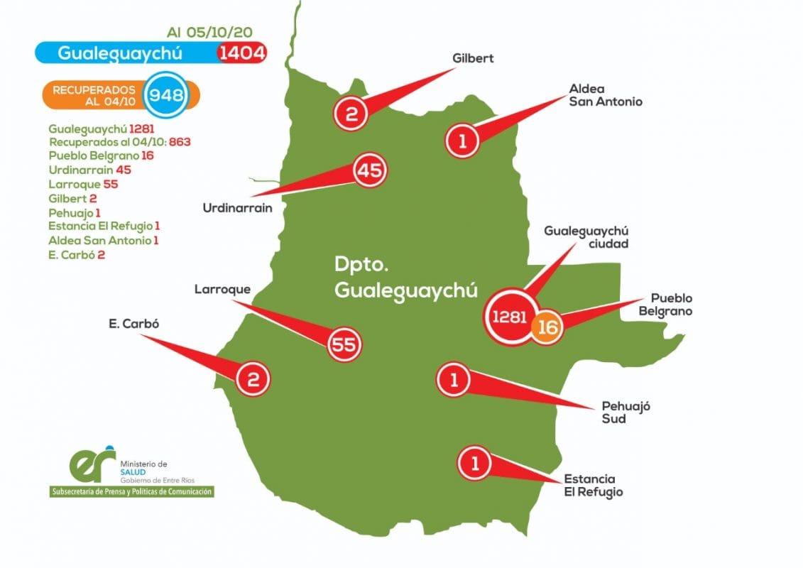 alt="mapa con detalle de casos de covid en Gualeguaychú"