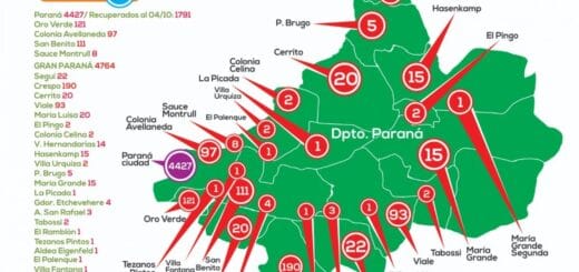 alt="mapa con detalle de casos de coronavirus en el Departamento Paraná"
