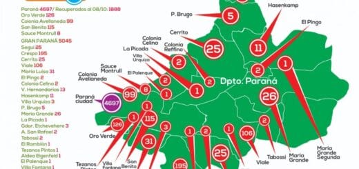 alt="mapa del departamento Paraná con casos de covid"
