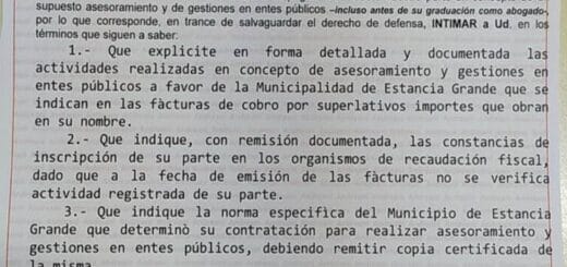 alt="carta documento enviada por el intendente Goldin al abogado Lladós de Estancia Grande"