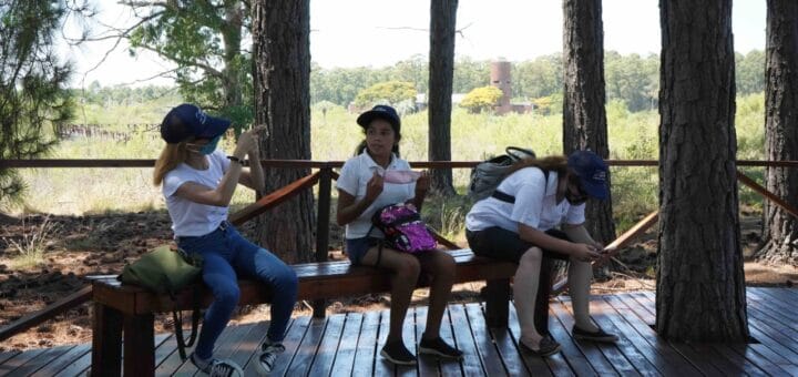 alt="alumnos de sexto grado en un mirador del ecoparque de Salto Grande"