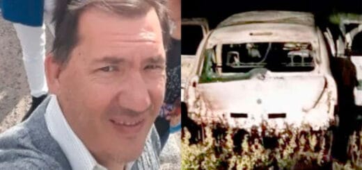 alt="silvio marcelo cabeza y el auto incendiado"