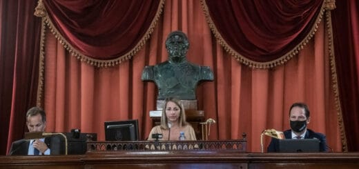 alt="la presidenta del Senado de Entre Ríos Laura Stratta preside una sesión en la legislatura"
