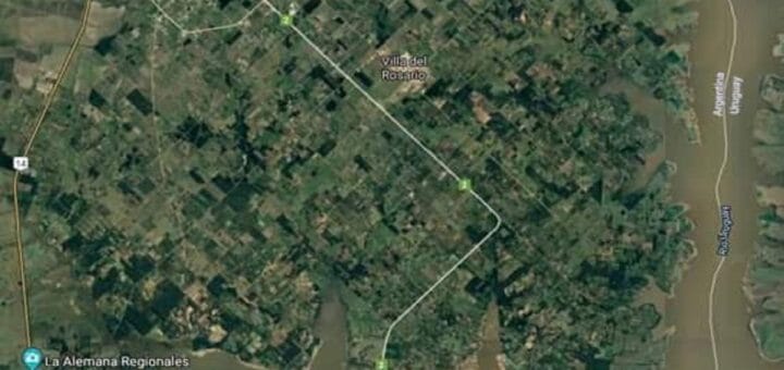 alt="vista aérea del sector donde se ubican Chajarí, Villa del Rosario y Santa Ana"