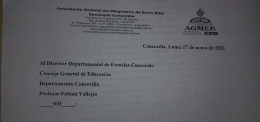 alt="en la imagen, fragmento de la nota presentada por agmer a las a autoridades de educación"