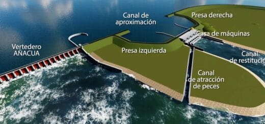 alt="en la imagen puede verse una maqueta de la nueva represa hidroeléctrica de Aña Cuá"