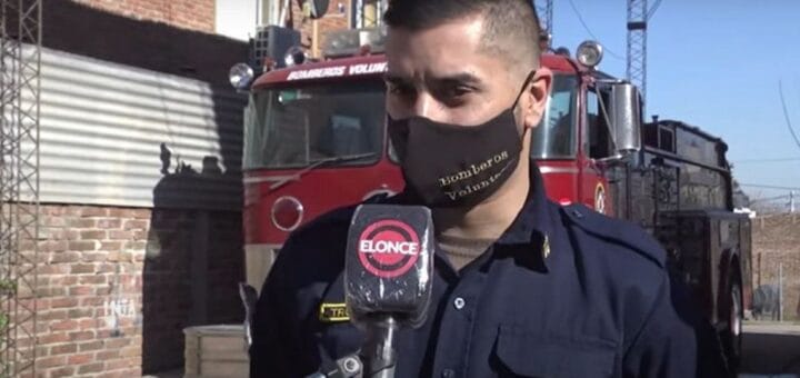 alt="Marcelo Tron, bombero voluntario de Oro Verde y colectivero, salvó a un niño que se estaba ahogando"