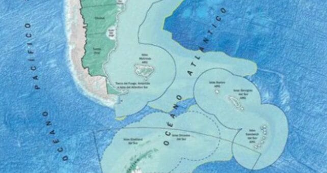 alt="en la imagen puede verse un mapa con parte de la plataforma continental argentina"