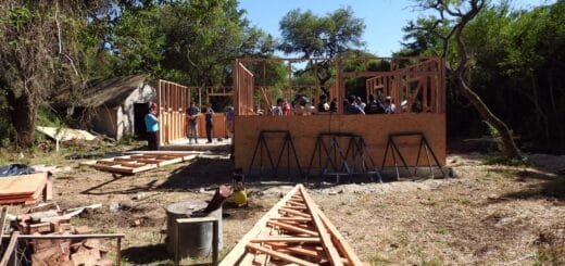 alt="Construcción en madera de álamo en Villa Paranacito. En el Delta también desarrollan sistemas constructivos junto a la Asociación de Carpinteros de Concordia"