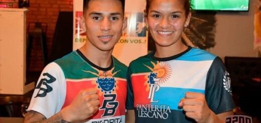 alt="Yanina la Panterita Lescano y Santiago Piedrita Bazán, dos de los animadores de la noche"