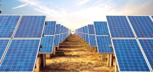 alt="en la imagen pueden verse varios paneles solares de una planta fotovoltaica"