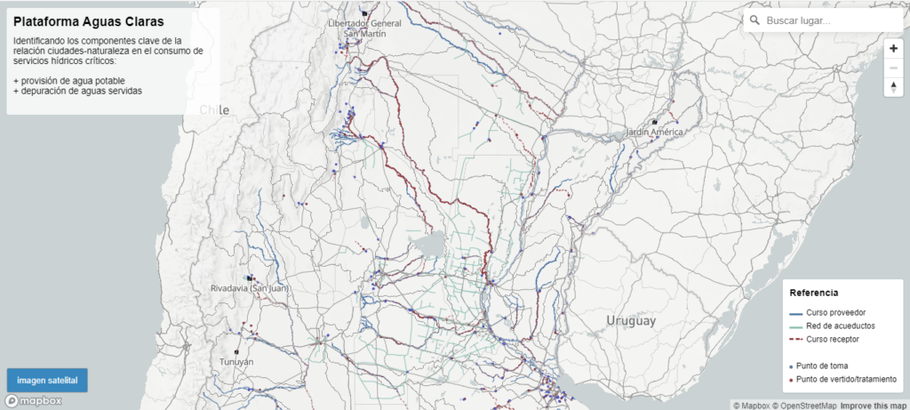 alt="Un mapa abierto a actualizaciones, disponible online, muestra que casi la mitad de la población urbana depende para su provisión de agua de ríos que nacen en otro país"