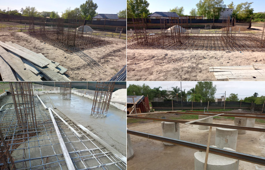 alt="El basamento de la primer torre de madera del país"