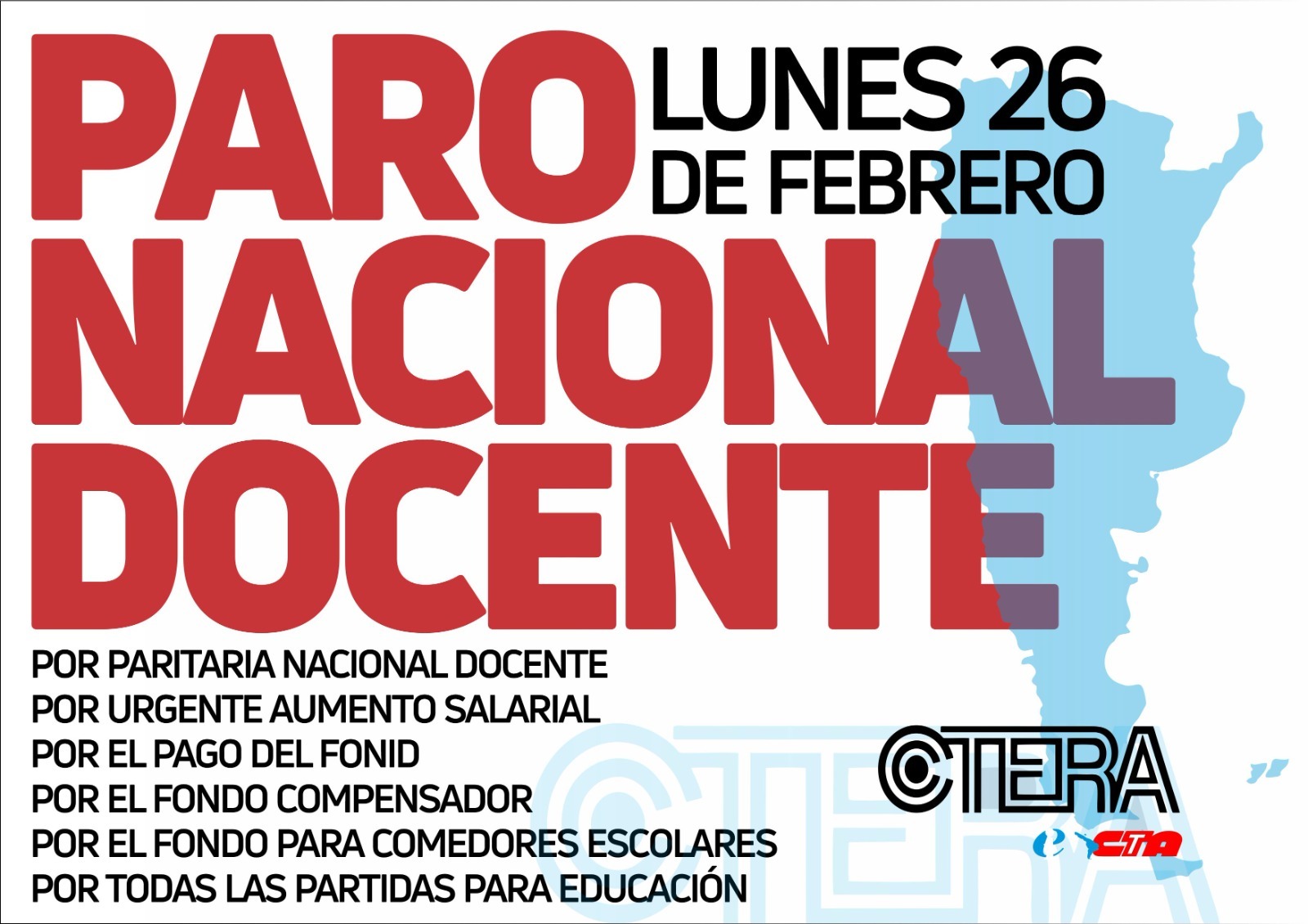 Ctera llamó a un paro docente nacional para el lunes