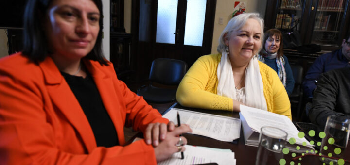 alt="La comisión de Seguridad de la Cámara de Diputados de Entre Ríos, que preside la concordiense Carola Laner (JxER) - izquierda en la fotografía- debate un proyecto de Érica Vilma Vázquez (JxER) - derecha- para que sea obligatoria la instalación de cámaras de monitoreo"