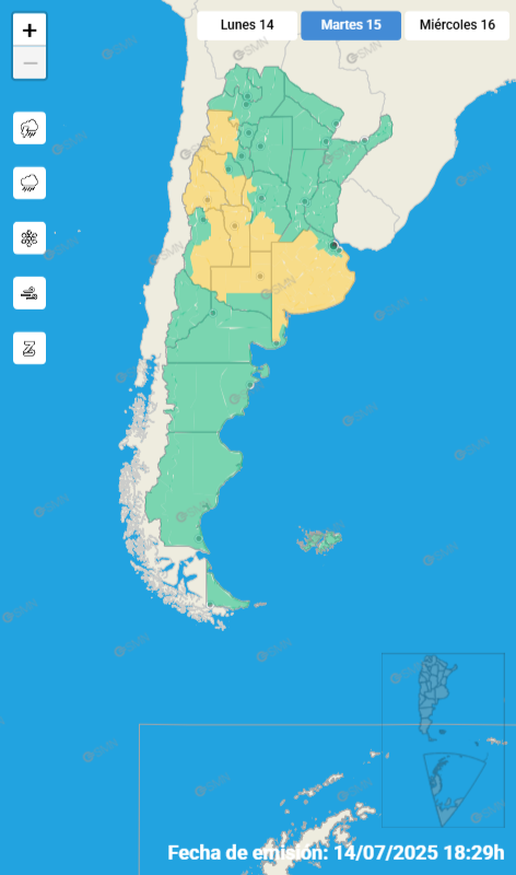 alt="El territorio que se verá afectado este martes"