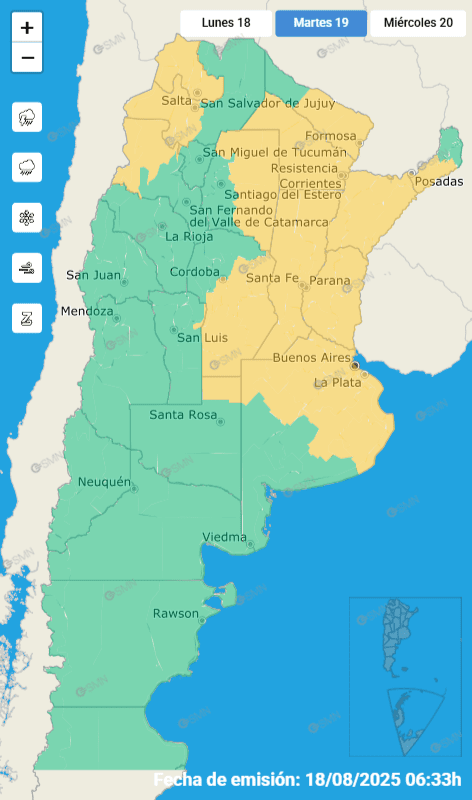 alt="¡Atención Entre Ríos! El SMN emitió alerta amarilla por lluvias y tormentas para hoy y mañana"