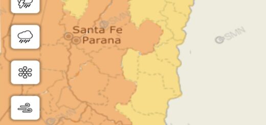 Departamentos afectados por la alerta naranja y la alerta amarilla este domingo.