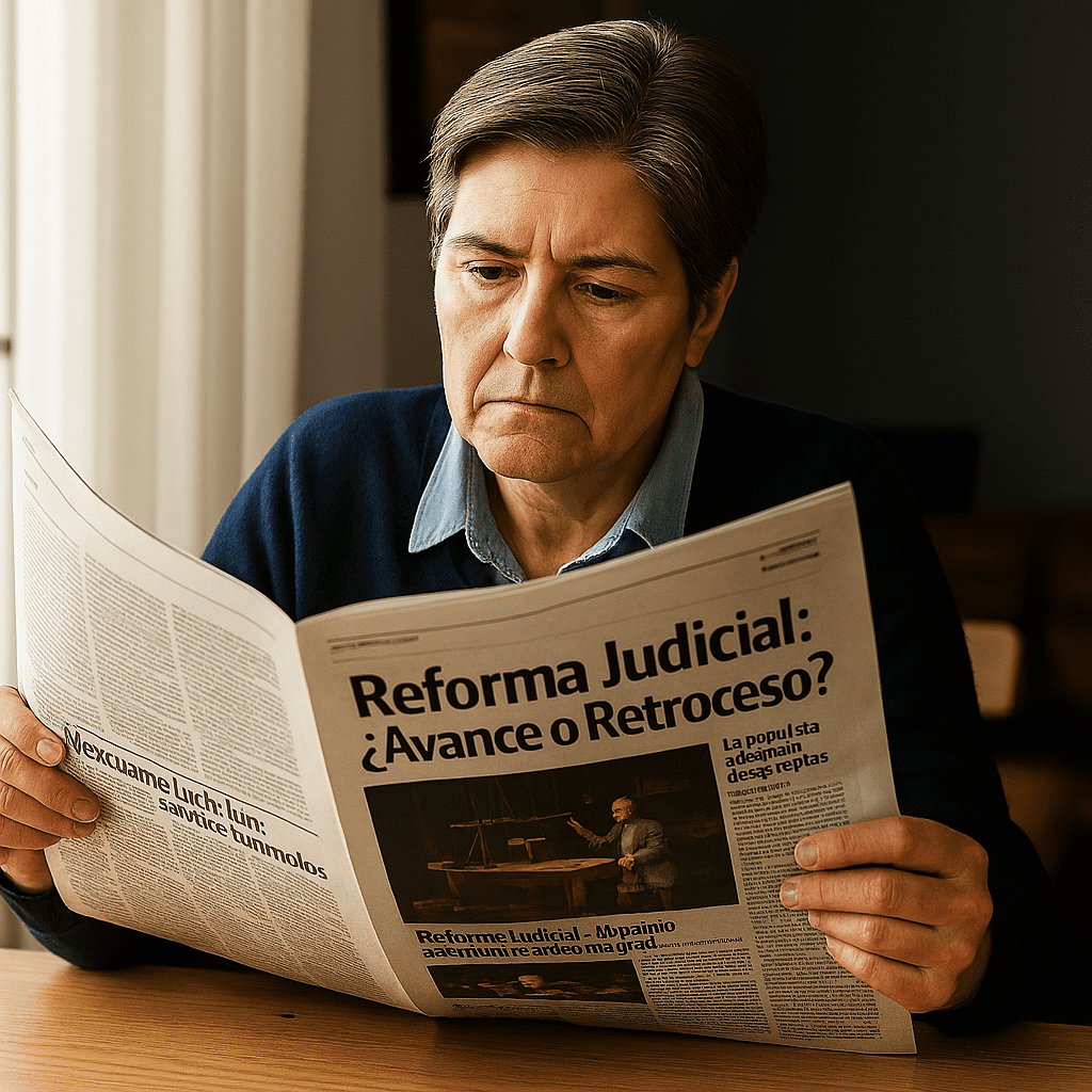 alt="una mujer lee atentamente un diario con un titular sobre la reforma del juicio por jurados en Entre Ríos"
