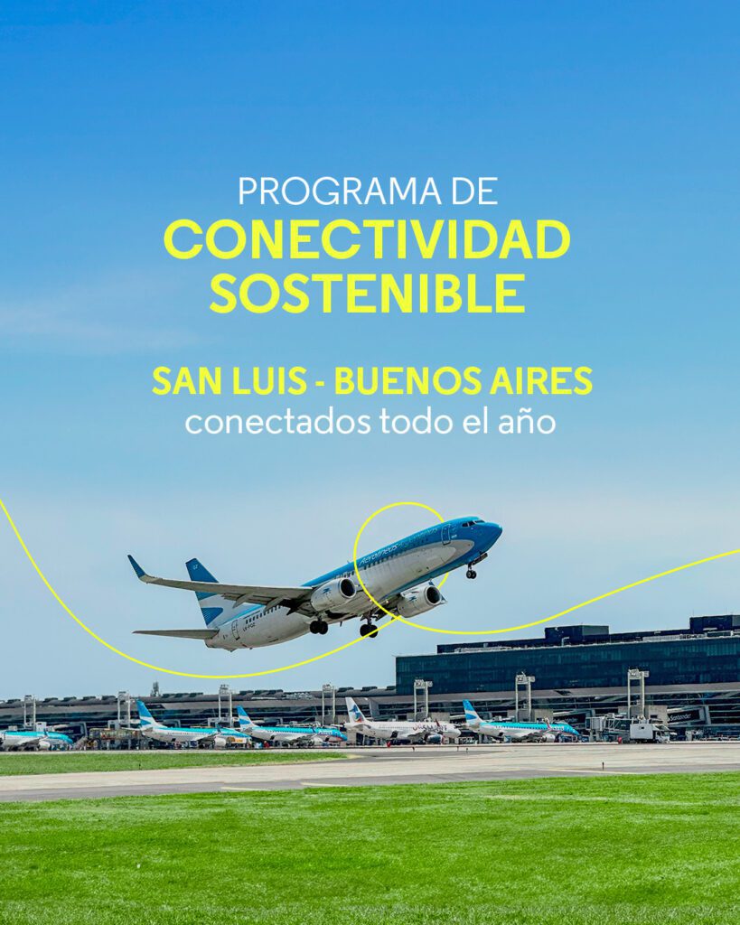 alt="imagen publicitaria del Programa de Conectividad Sostenible promocionando la ruta San Luis - Buenos Aires"