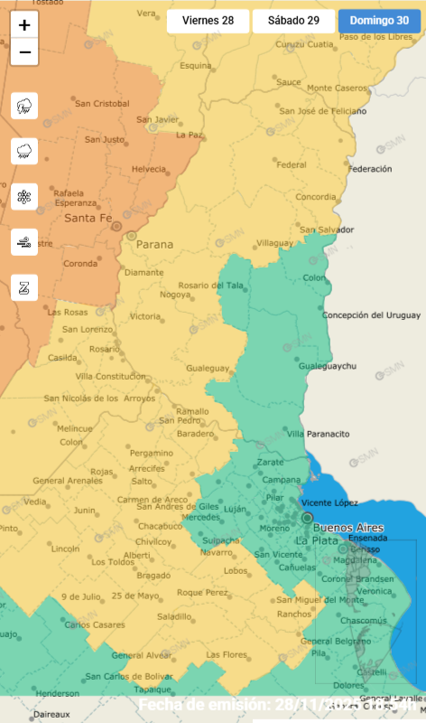 alt="Rige una alerta por tormentas en Entre Ríos. El SMN prevé lluvias fuertes y ráfagas para el sábado y domingo"