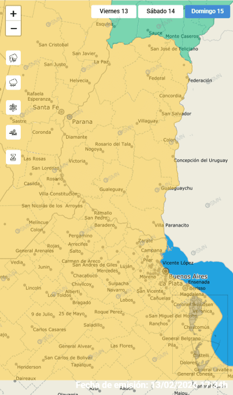 alt="Rige una doble alerta amarilla por tormentas en Entre Ríos. Afectará a Concordia y la región este fin de semana"