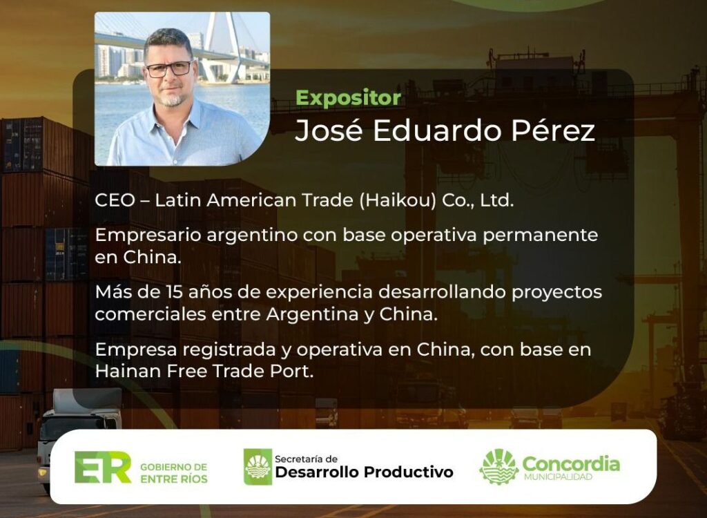alt="Empresarios de Concordia participarán dee la capacitación sobre exportaciones de Entre Ríos a China"