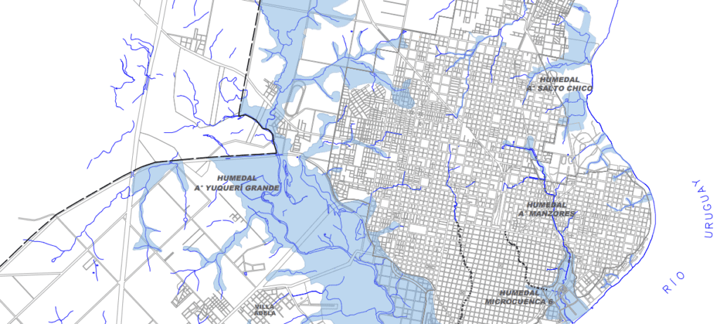 alt="Plano N° 4 del COUT 2023 de Concordia con la distribución de humedales, base de la protección de humedales en Concordia"