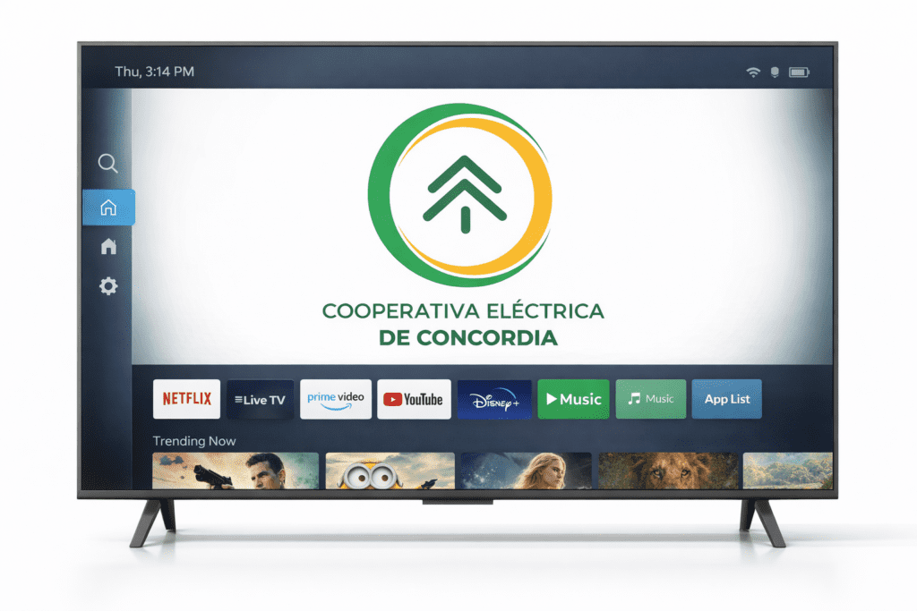 alt="Pantalla de televisor con la interfaz de la Televisión HD de la Cooperativa"