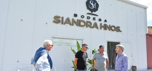 alt="Rogelio Frigerio durante su visita a una bodega en La Criolla"