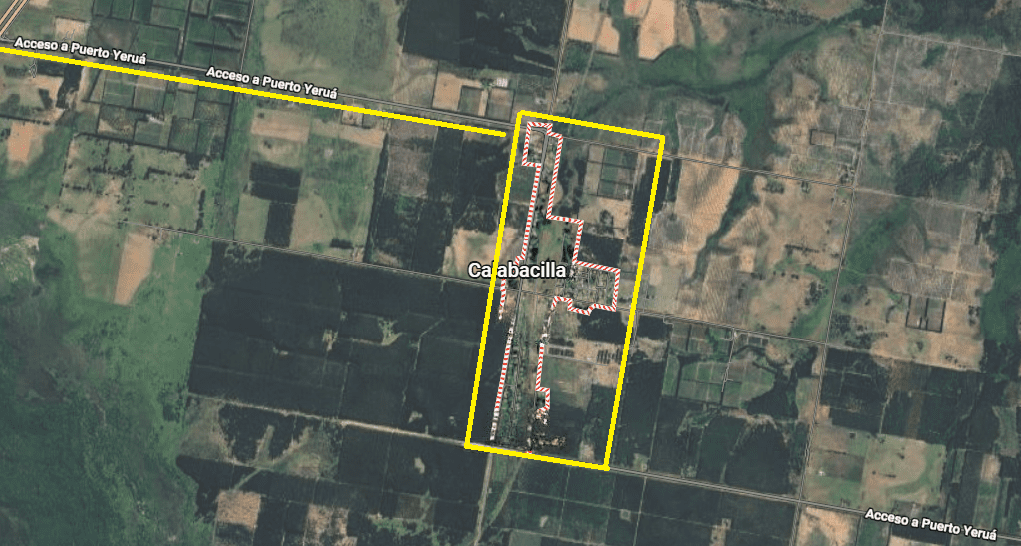 alt="Mapa de Calabacilla y acceso a Puerto Yeruá, zonas con cortes de energía en Concordia el 13 de abril"