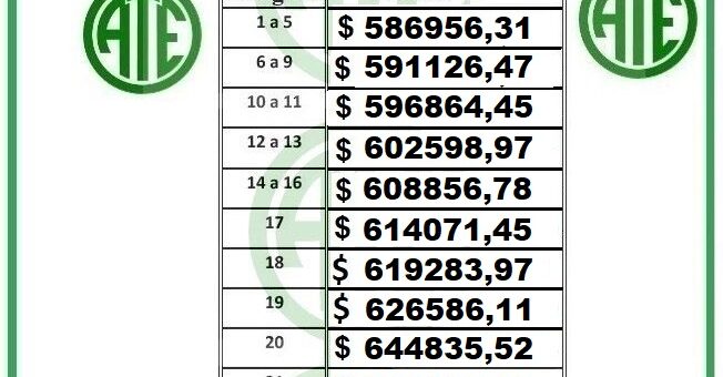 alt="Escala salarial municipal de Concordia abril 2026 con aumento del 4% para el personal. Valores por categoría del 1 al 24"