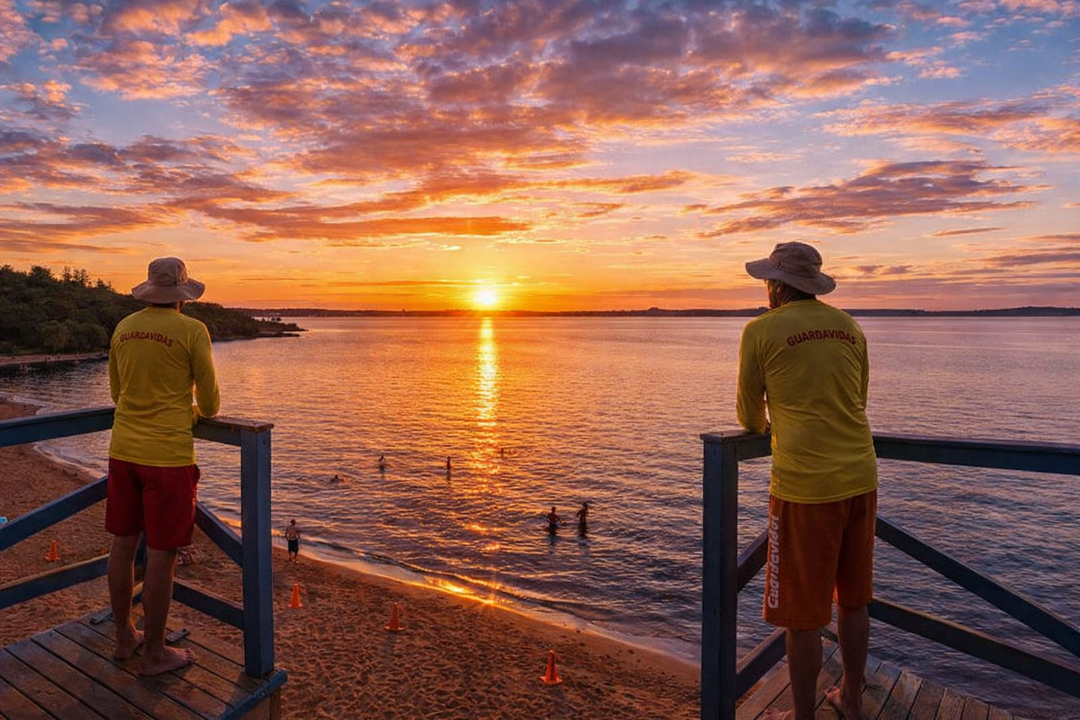 alt="Guardavidas vigilando las playas del Lago de Salto Grande, beneficiadas por el Aporte No Reintegrable a Concordia"