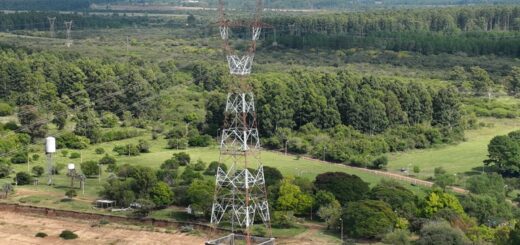 alt="torre de alta en la Tortuga Alegre donde se realiza la instalación de sirenas de alerta por emergencia en Salto Grande"