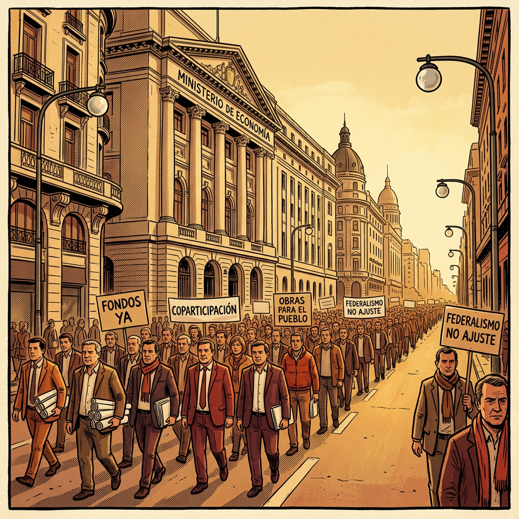 alt="imagen conceptual de la marcha de intendentes al Ministerio Economía por la caída de recursos municipios en Entre Ríos"