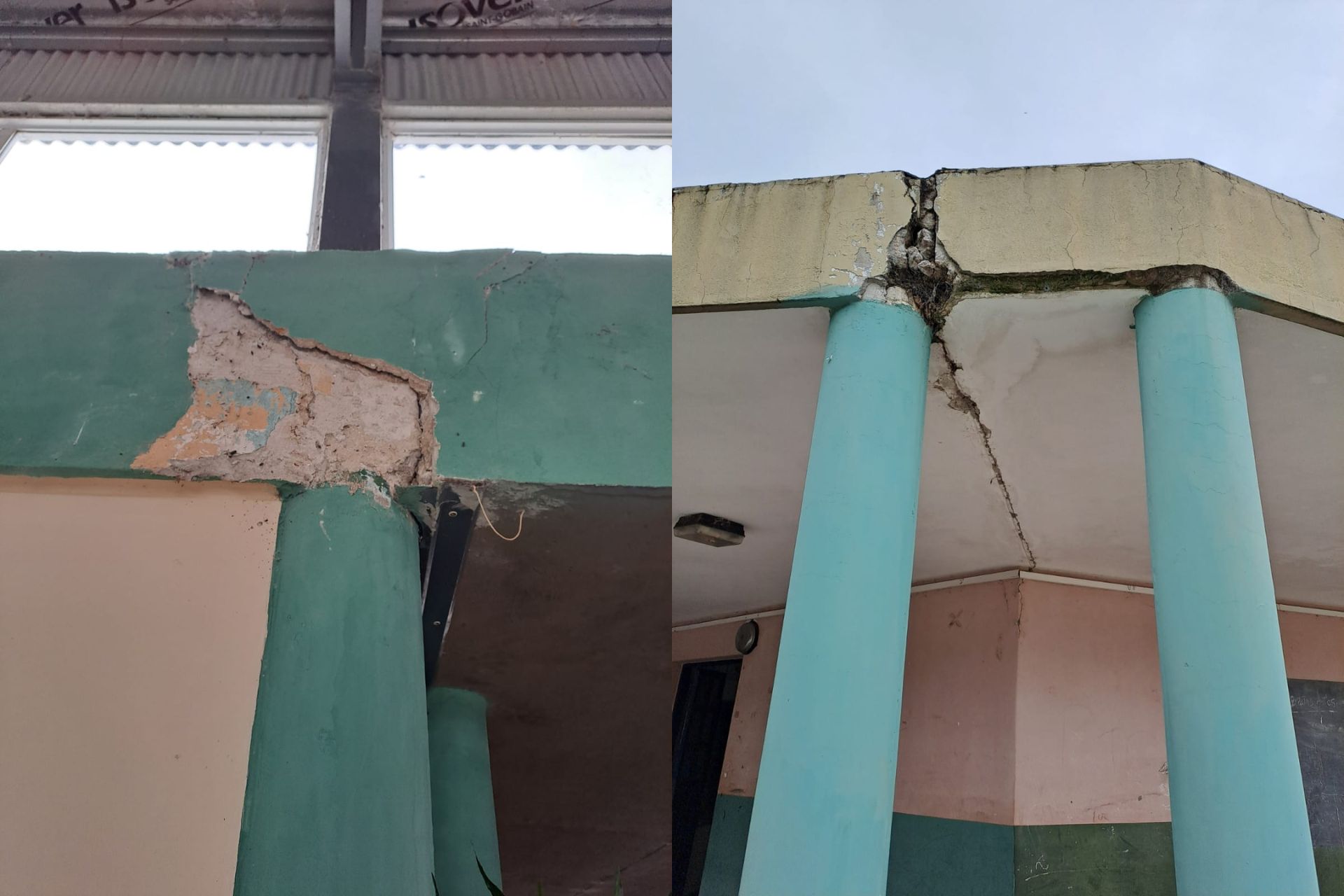 alt="Grietas estructurales y falta de mantenimiento que serán reparadas con las obras en la Escuela 71 de Concordia"