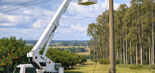 alt="Cuadrilla de mantenimiento eléctrico trabajando para el corte de luz en Concordia"