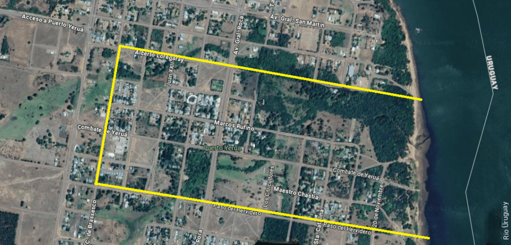 alt="Perímetro de la zona afectada por el corte de luz en Puerto Yeruá"
