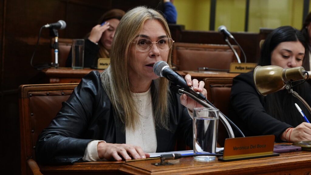 alt="Verónica Del Boca en el recinto detallando los alcances del alivio fiscal en Concordia"