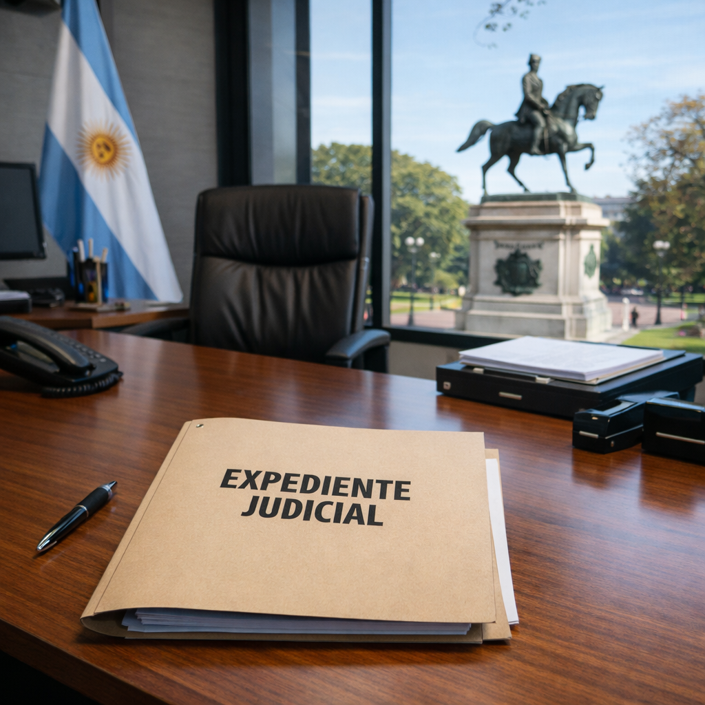 alt="Expediente judicial sobre un escritorio representando las denuncias al gabinete municipal de Concordia"