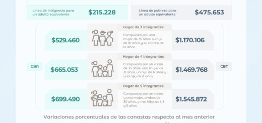 alt="Infografía del INDEC sobre inflación y canastas básicas abril 2026 Argentina con valores en pesos y variaciones porcentuales de la CBA y la CBT"