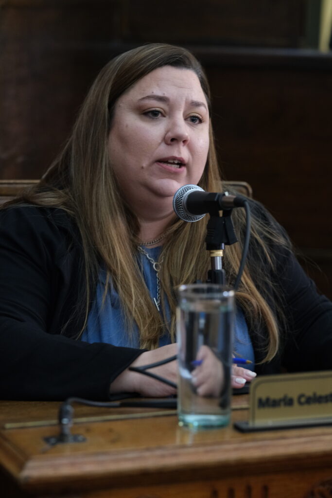 alt="Concejal Celeste Fuscado durante su intervención en el Concejo Deliberante de Concordia en defensa del financiamiento de la universidad pública"