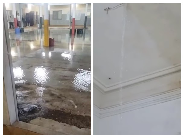 alt="Daños por lluvia en la Escuela 8 y en la Escuela 55 de Concordia"