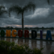 alt="Vista de la costanera de Concordia bajo un cielo oscuro por la alerta por tormentas en Entre Ríos"
