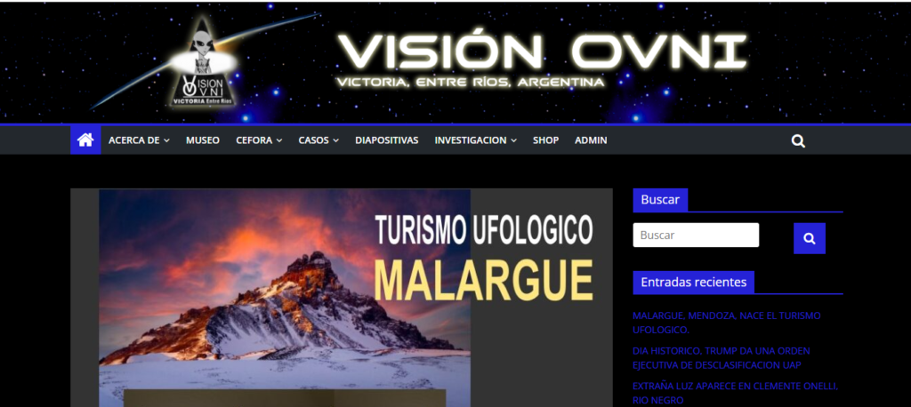 alt="portada del sitio web Visión Ovni, referente del Registro de Fenómenos Anómalos de Entre Ríos.