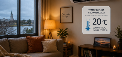 alt="Aire acondicionado frío calor configurado en 20 grados para una calefacción eléctrica eficiente en un hogar de Concordia"