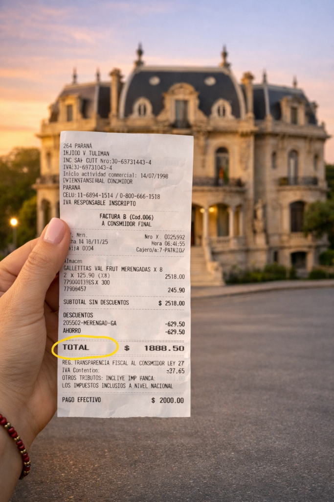 alt="Factura de compra en Concordia antes del nuevo régimen de transparencia fiscal en Entre Ríos"