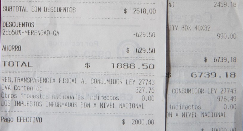 alt="Detalle de un ticket de compra con información sobre la transparencia fiscal en Entre Ríos"