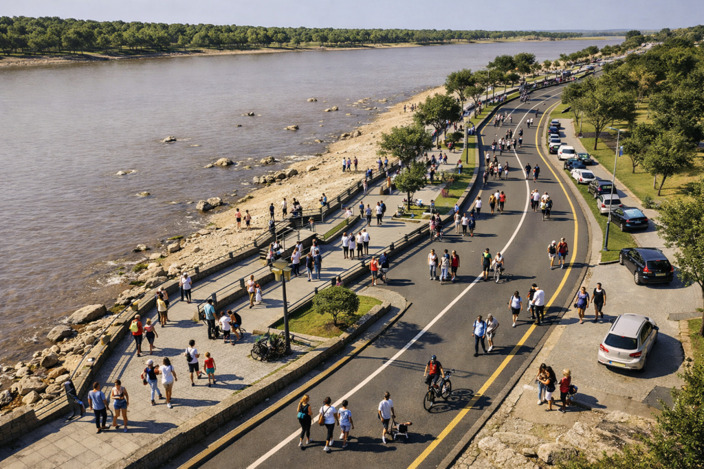 alt="Paisaje urbano y recreativo de la renovada Costanera Nebel de Concordia a orillas del río Uruguay"