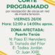 alt="Placa informativa oficial que detalla el corte de energía en Puerto Yerúa el viernes de 12 a 14 horas"
